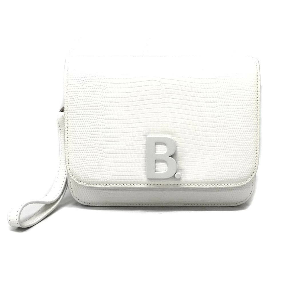 Balenciaga B Logo Plaque Crossbody Bag croc embossed White - Picture 1 of 11